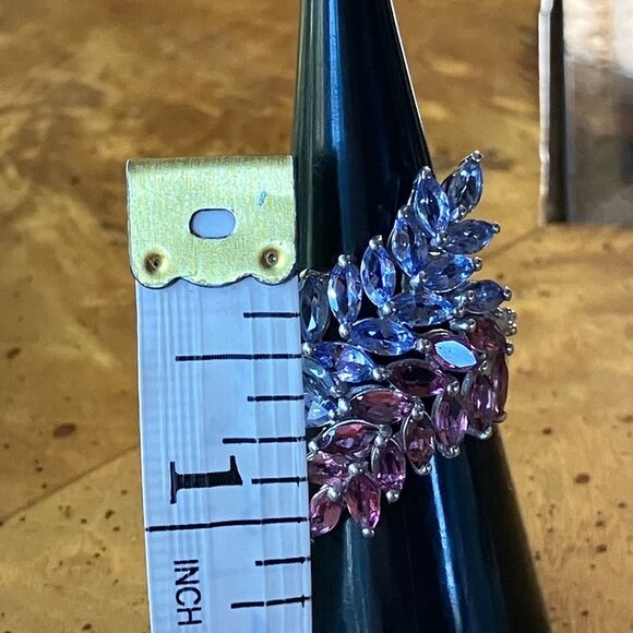 Natural Tanzanite Pink Tourmaline Sterling Silver Ring Size 6 - Picture 7 of 9